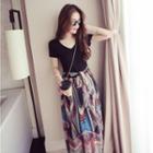 Mock Two-piece V-neck Short-sleeve Dress