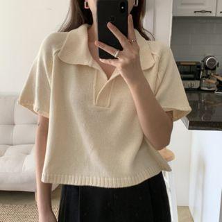Collared Short-sleeve Sweater