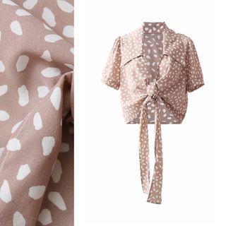 Print Tie Front Crop Shirt