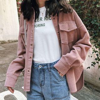Set : Letter Tank Top + Corduroy Collared Jacket