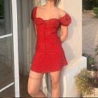 Printed Puff-sleeve Mini A-line Dress