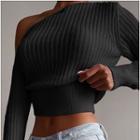 Plain Single Shoulder Knit Sweater