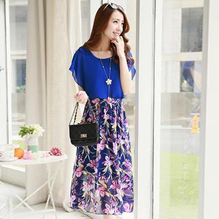 Short-sleeve Print-panel Dress