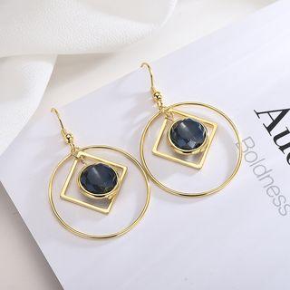 925 Sterling Silver Geometric Faux Crystal Dangle Earring As Shown In Figure - One Size