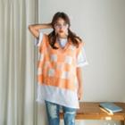 Plus Size Sleeveless Checked Knit Top