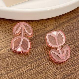 Cutout Tulip Stud Earring 1 Pair - Earrings - One Size