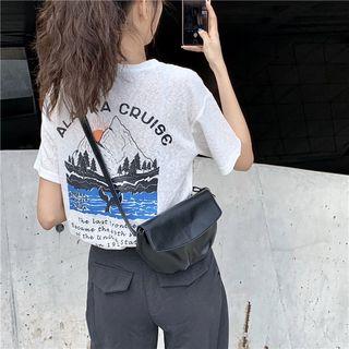 Printed Short-sleeve T-shirt 3865 - Short Sleeve - White - One Size