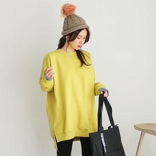 Stripe-cuff Dip-back Long Sweatshirt