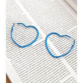 Heart Hoop Earrings Blue - One Size