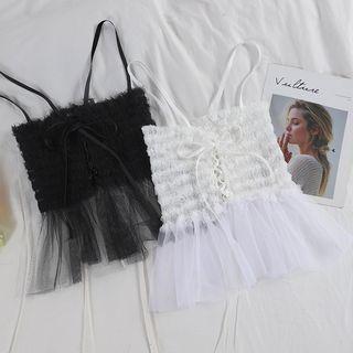Boatneck Collar Ruffle Camisole Top