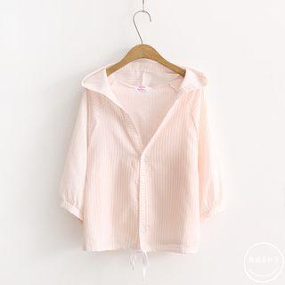 Elbow-sleeve Hooded Shirt