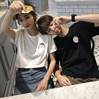 Couple Matching Short-sleeve Face Print T-shirt