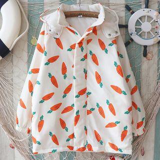 Carrot Print Hooded Padded Jacket