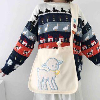 Embroidered Diagonal Shoulder Bag