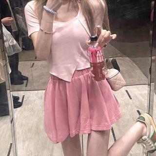Crisscross Short Sleeve Asymmetrical Top