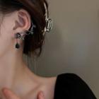 Rose Acrylic Alloy Cuff Earring 1 Pc - Left Ear - Black - One Size