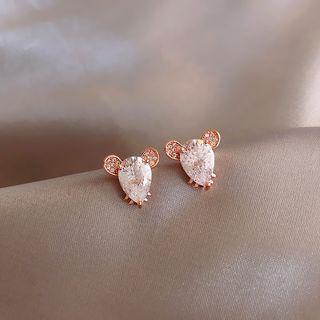 Rhinestone Mouse Earring 1 Pair - As Shown In Figure - One Size
