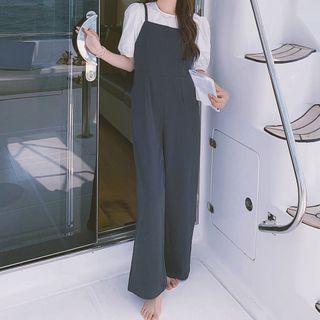 Puff-sleeve Blouse / Wide-leg Jumper Pants