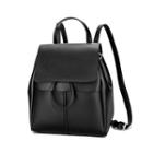 Faux Leather Hoop Accent Backpack Black - One Size