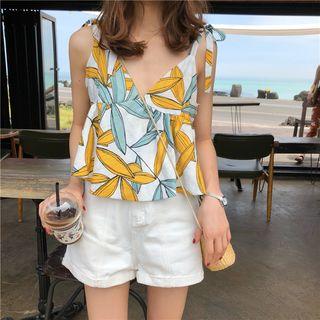 Print Loose-fit Cropped Camisole Top