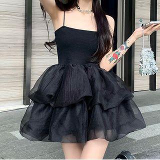 Spaghetti Strap A-line Layered Dress / Jacket