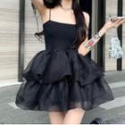 Spaghetti Strap A-line Layered Dress / Jacket
