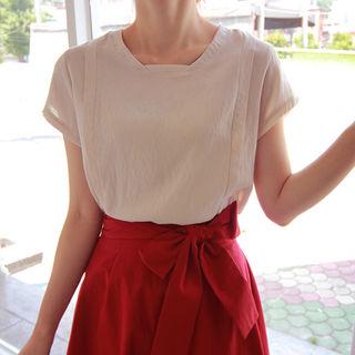 Short-sleeve Band-hem Top
