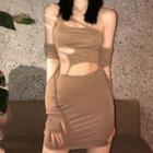 Asymmetrical Cutout Mini Bodycon Dress