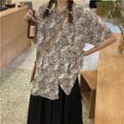 Elbow-sleeve Floral Hawaiian Shirt / Midi A-line Skirt
