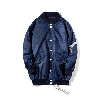 Lettering Applique Back Baseball Jacket