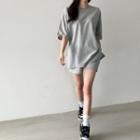 Set: Elbow-sleeve T-shirt + Drawstring-waist Shorts