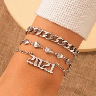 Set Of 3: Bracelet 19603 - Set Of 3 - Silver - One Size