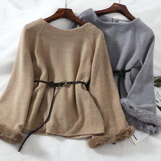Long-sleeve Furry Trim Top
