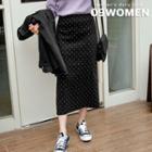 Plus Size Ribbed Long Dotted Skirt