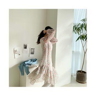 Flounced Bloom Chiffon Long Dress