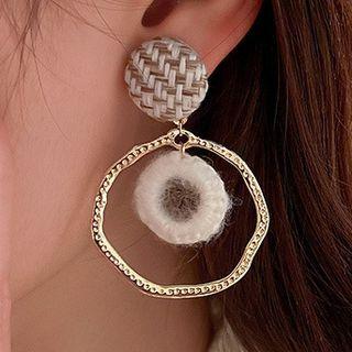 Yarn Disc Alloy Hoop Dangle Earring 1 Pair - Silver Needle - Silver - One Size