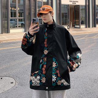 Floral Panel Zip-up Jacket