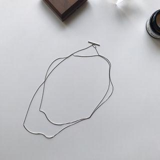925 Sterling Silver Layered Necklace L276 - Silver - One Size