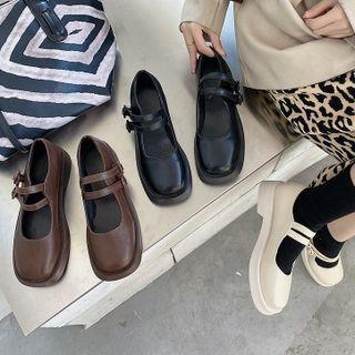 Block Heel Double-strap Mary Jane Pumps