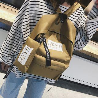 Printed Canvas Backpack With Pouch