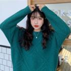 Long-sleeve Cable Knit Plain Sweater