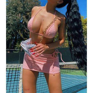 Set: Quilted Bralette + Tie-waist Mini Fitted Skirt