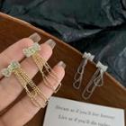 Bow Rhinestone Chained Fringed Earring