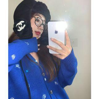 Embroidered Cardigan Blue - One Size