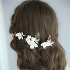 Set: Wedding Freshwater Pearl Flower Headpiece + Dangle Earring