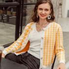 Houndstooth Cardigan Yellow - One Size