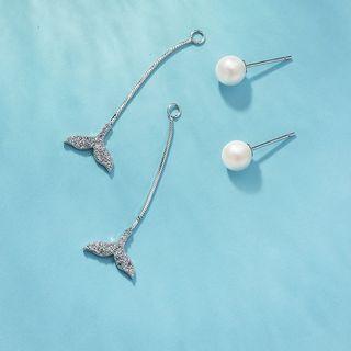 Faux Pearl Mermaid Tail Drop Earring 1 Pair - As Shown In Figure - One Size