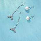 Faux Pearl Mermaid Tail Drop Earring 1 Pair - As Shown In Figure - One Size
