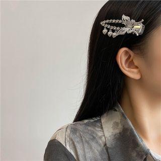 Butterfly Rhinestone Alloy Hair Clip Silver - One Size