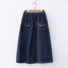 Floral Denim Skirt Blue - One Size